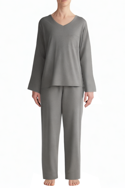 solid-color-soft-v-neck-mens-pajama-set